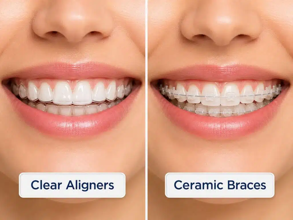 clear aligners vs ceramic braces comparison